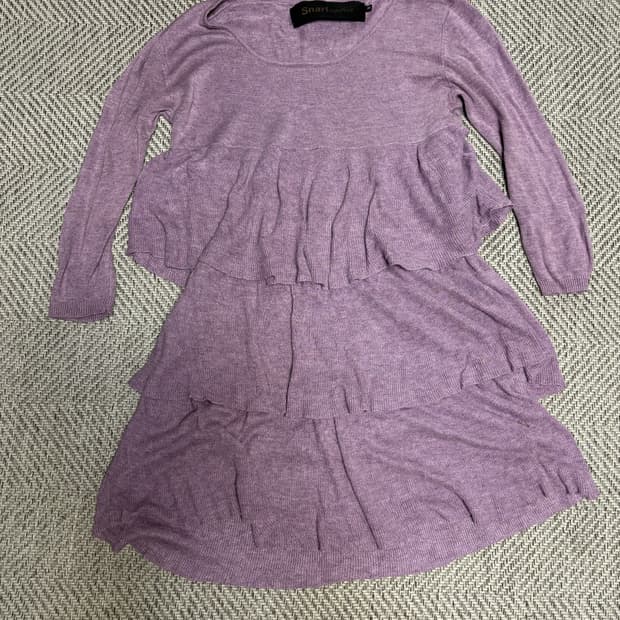 프릴 카프리 소매 니트 원피스