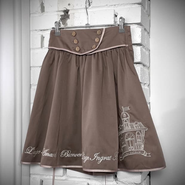 AMAREL 아마렐 라떼 갸루 버튼 금장 스커트