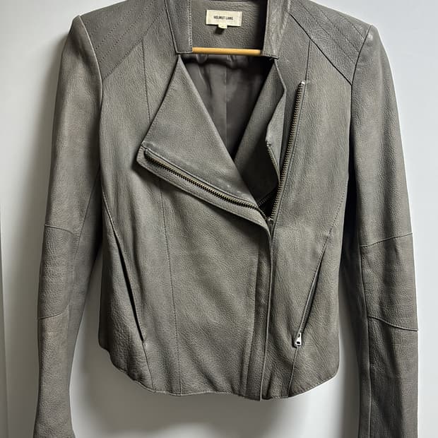 헬무트랭 그레이 램스킨 라이더자켓