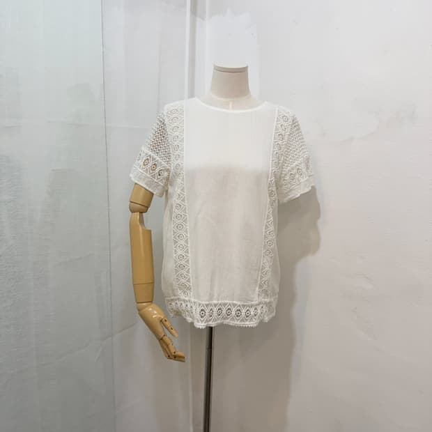 BCBG 레이스 화이트반팔블라우스 반팔티 4892