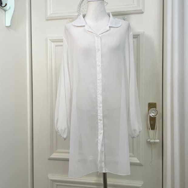 white sheer collar shirt opc