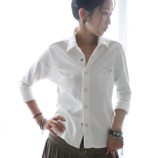 [Kapital] White 3/4 Sleeve Shirt Jacket 