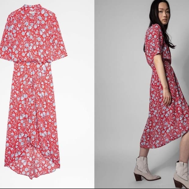 쟈딕앤볼테르 플로럴 비스코트 롱원피스 XS사이즈