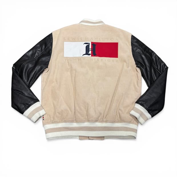 M 100 타미힐피거 X 루이스해밀턴 베이지 코듀로이 바시티자켓