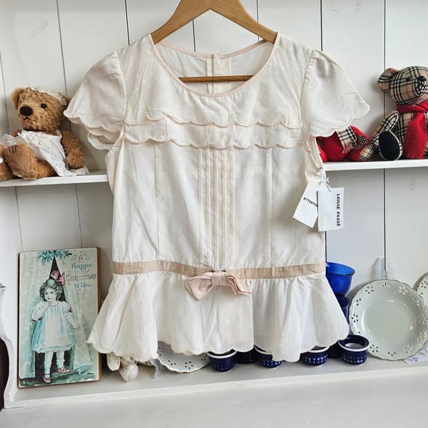 도트 리본 블라우스