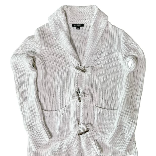 폴로 랄프로렌 화이트 숄카라 토글 니트 가디건 S