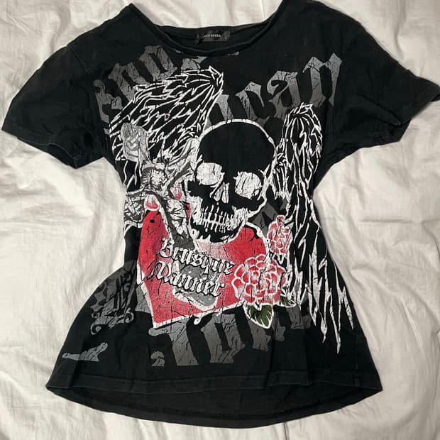 punk y2k vintage skull printing t-shirt
