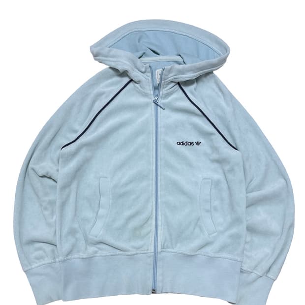 아디다스 파스텔 블루 벨벳 후드집업