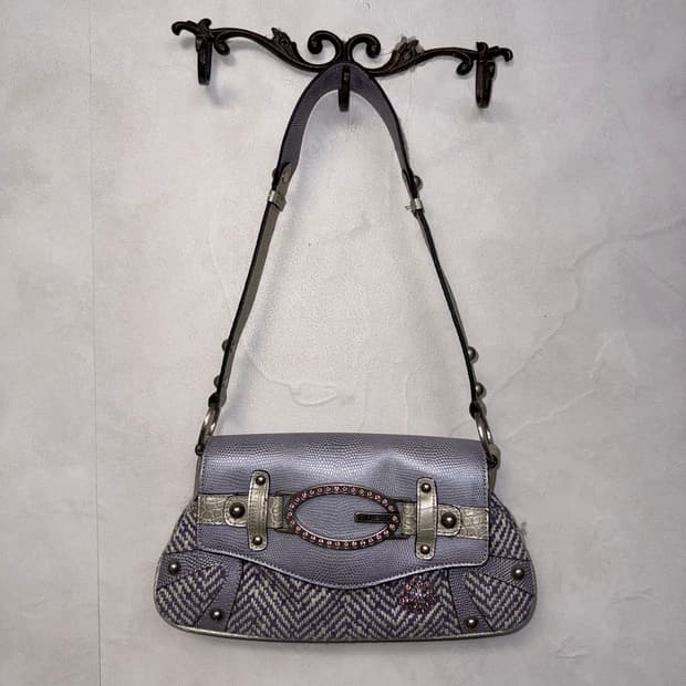 Guess lavender cubic python shoulder bag