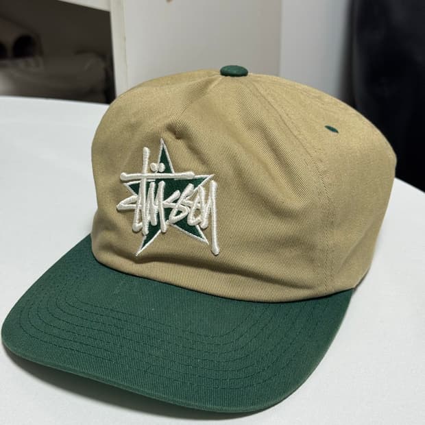 스투시 미드 뎁스 베이직 스타 스트랩백 카키