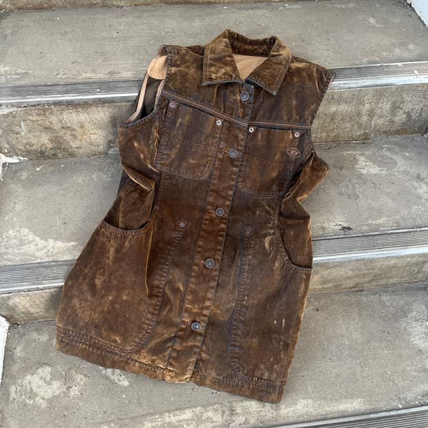 Diesel 디젤 로고 벨벳 베스트 