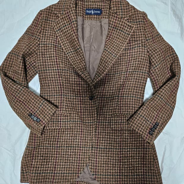 90s 폴로랄프로렌 하운드 투스 트위드 울 자켓 66