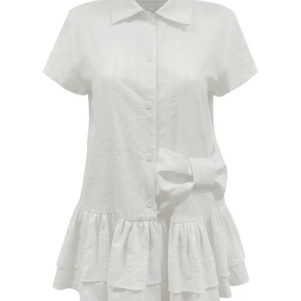 체메씨 보우 프릴 쁘띠 셔츠 bow frill petit shirt
