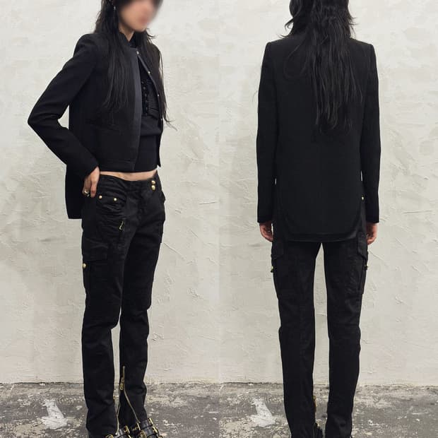 지방시 12SS 리카르도 티시 새틴 트리밍 크롭 테일코트