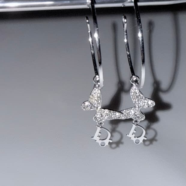 디올 나비 큐빅 링귀걸이