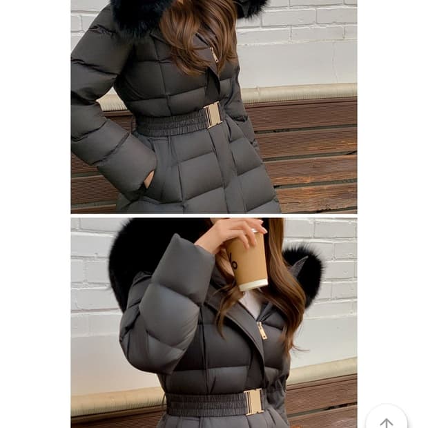 [F] 아뜨랑스 폭스퍼 밸트 덕다운 롱패딩