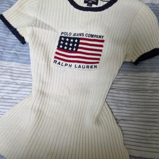 폴로진스 성조기반팔니트