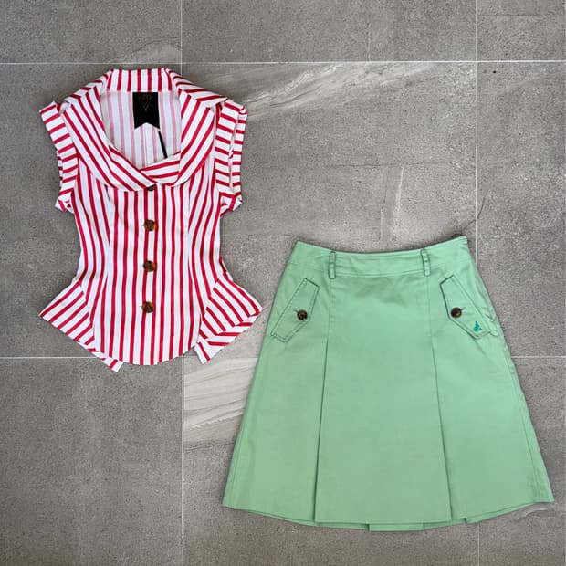 Jessi Newyork red stripe button vest