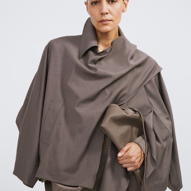 렉토 RECTO 머플러 랩 코트 세피아 그레이