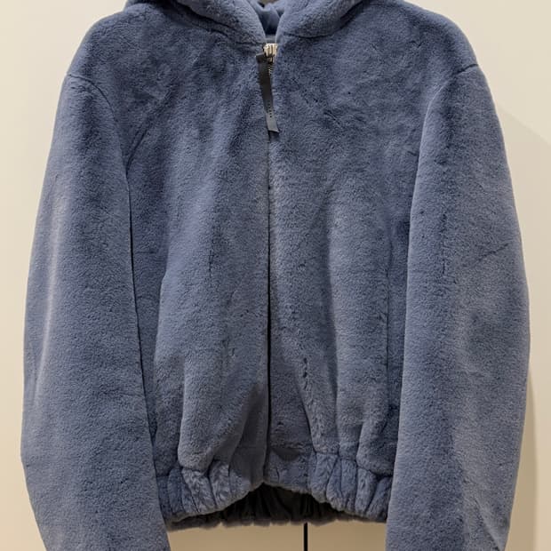 산드로 에코퍼 faux fur hooded jacket 36