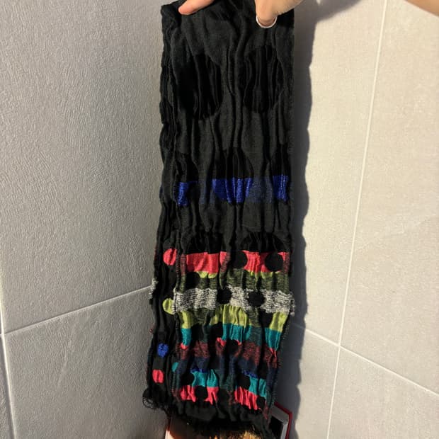 빈티지 플리츠 도트 머플러