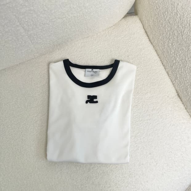 꾸레쥬 콘트라스트 반팔 티셔츠