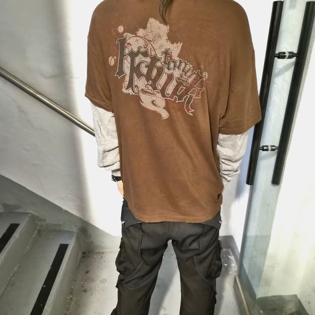 Y2k 프린팅 레이어드 롱슬리브