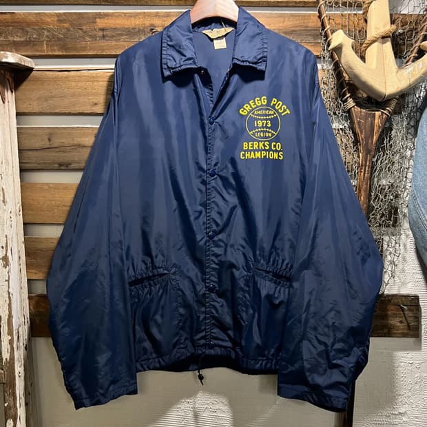 [M]70's USA 빈티지 GREGG POST 베이스볼 네이비 코치자켓