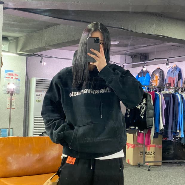 디스이즈네버댓 빅로고 블랙 후드티 B4019