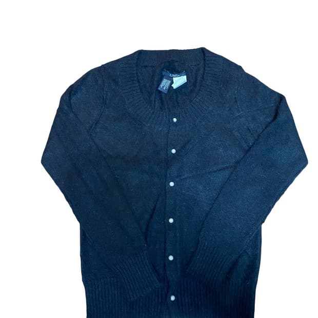 Limi feu 앙고라 진주 버튼 블랙 가디건