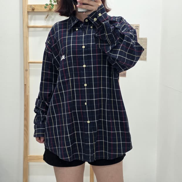 [프립]XL/버버리 네이비 체크셔츠