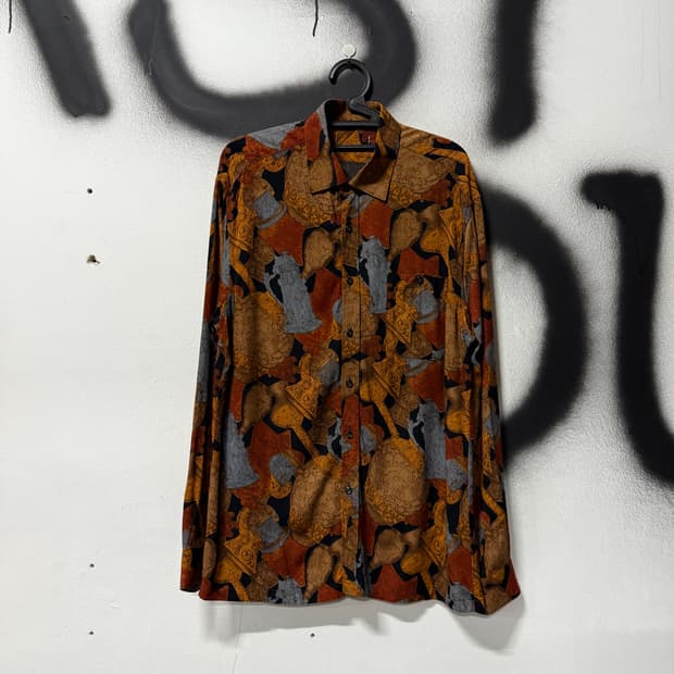 VTG 빈티지 빅사이즈 에스닉 풀 패턴 원포켓 긴팔 셔츠