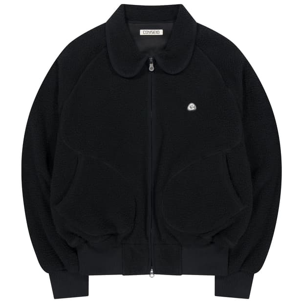 코이세이오 ROUND COLLAR FLEECE JACKET BLACK
