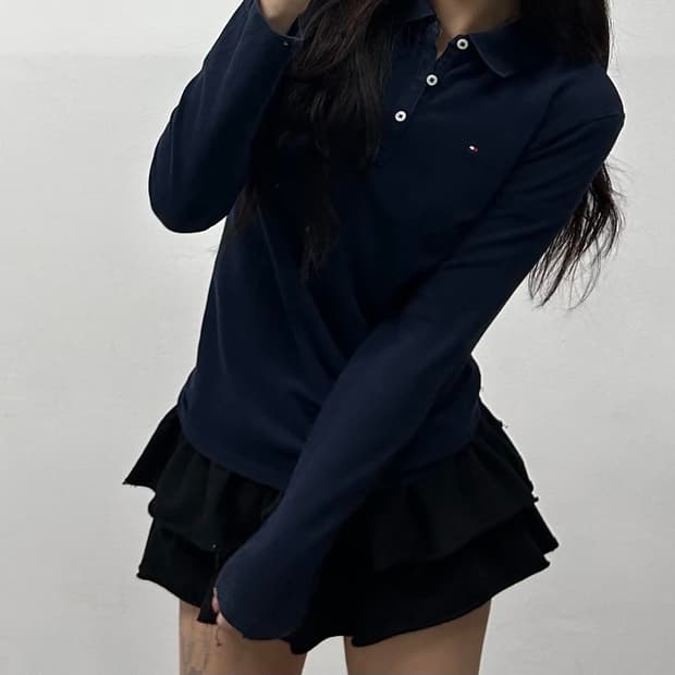 타미힐피거 3버튼 럭비 셔츠 카라넥 슬리브(L)
