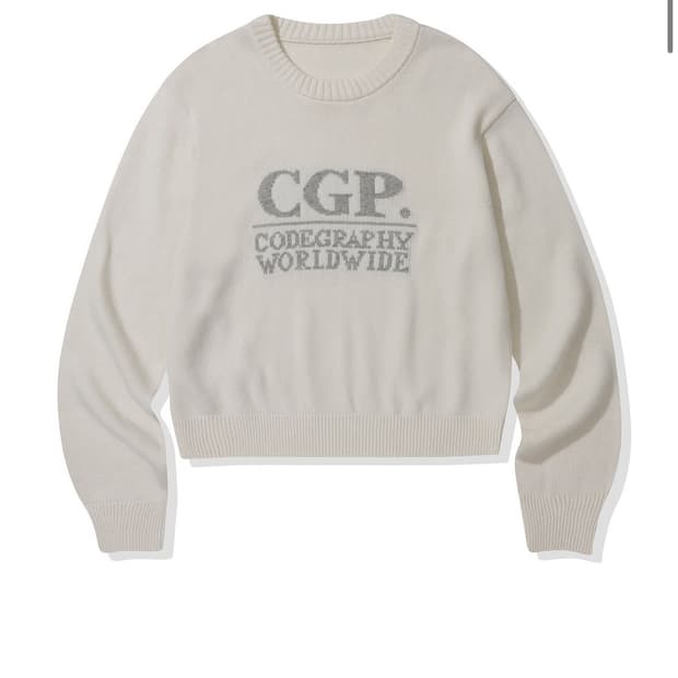 코드그라피 스퀘어 로고 니트_크림