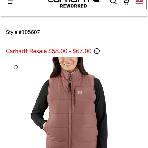 칼하트 리버서블 양털 패디드 베스트 s