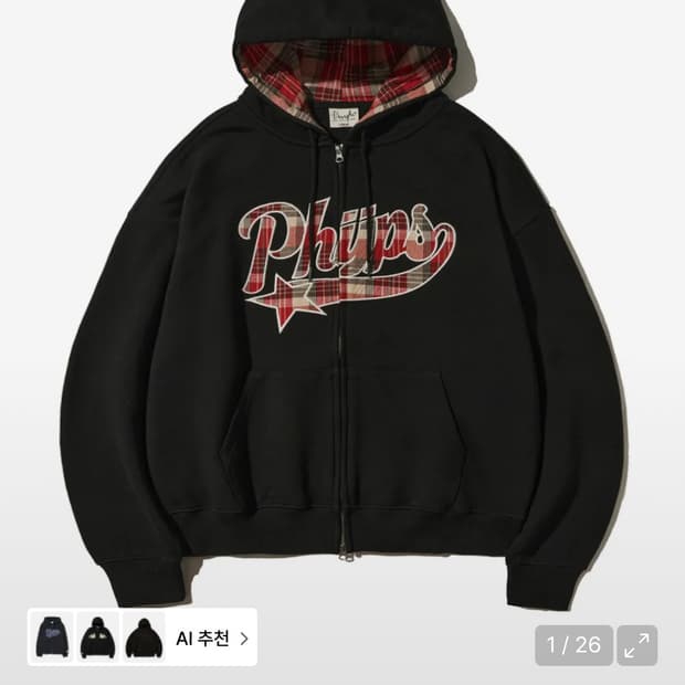 피지컬 디파트먼트 체크 스타테일 후드집업 S