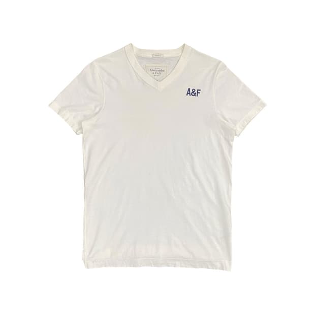 Abercrombie 베이직 로고 자수 브이넥 반팔티셔츠