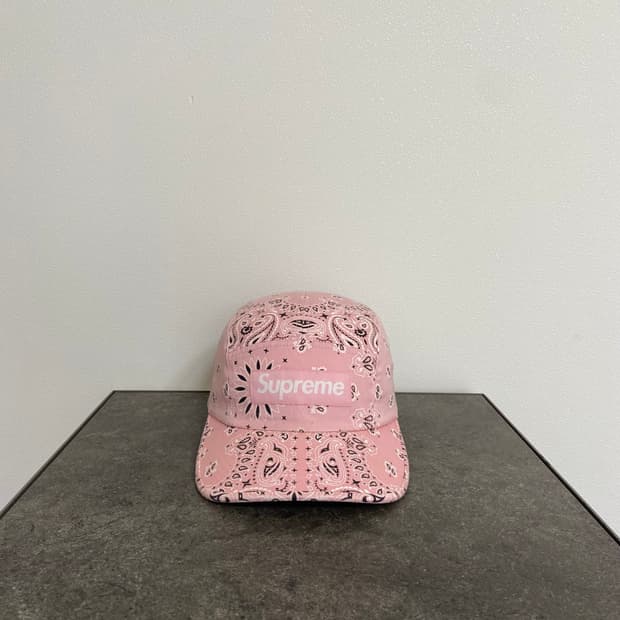 (OS) 슈프림 박스로고 캠프캡 모자 21SS 반다나 핑크