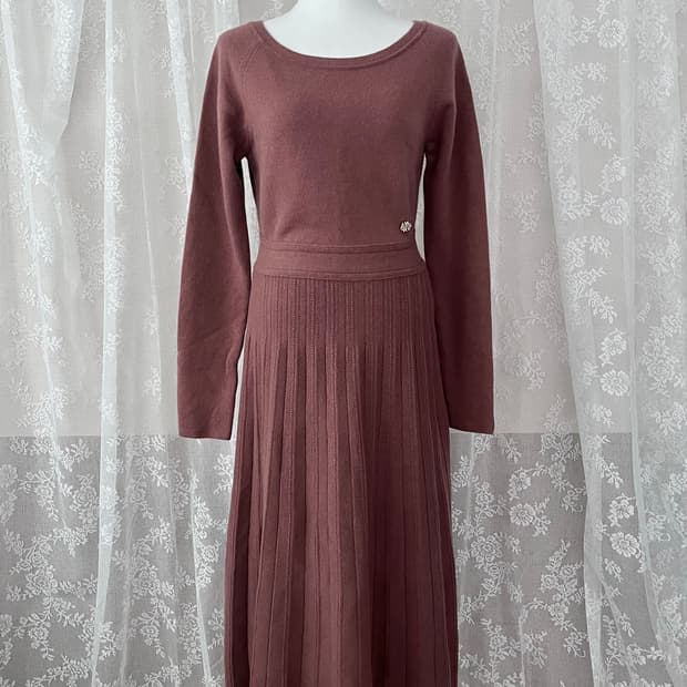 F) 듀엘 캐시미어 블렌드 니트 원피스 브라운