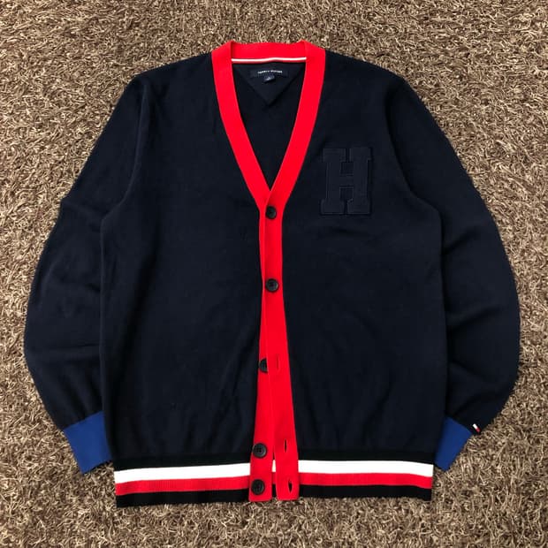 M 타미힐피거 배색 코튼 가디건