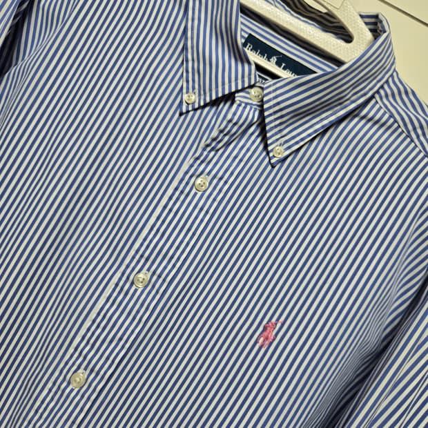 폴로 랄프로렌 정품 여성 블루 스트라이프 셔츠