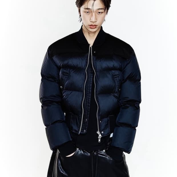 알렌느 크롭드 덕 다운 봄버 자켓 블랙