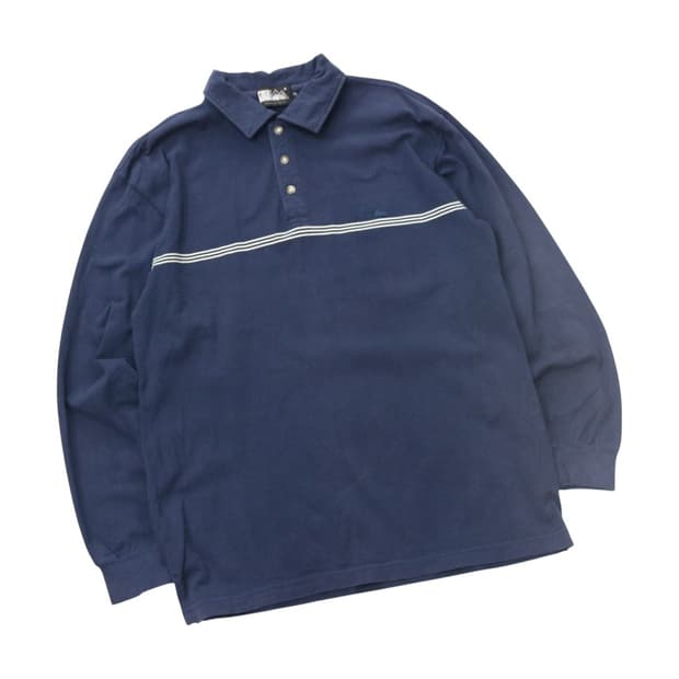 퍼스트다운 빈티지 가로 스트라이프 포인트 네이비 카라 티셔츠 (LL)