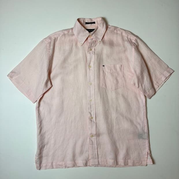 타미힐피거 00's 포켓 린넨 반팔 셔츠 PN9174