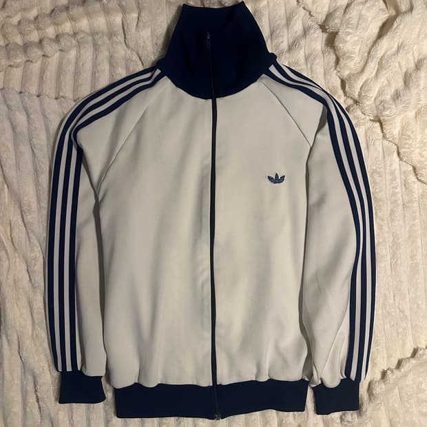 아디다스 80's 서독제 네이비 배색 크림 트랙탑