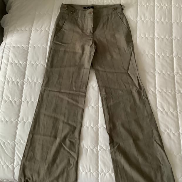 띠어리 로우라이즈 스트라이프 슬랙스 팬츠