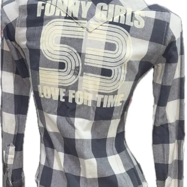 Y2k 00's 빈티지 체크 패치 셔츠 일본빈티지 와이즈걸 큐빈