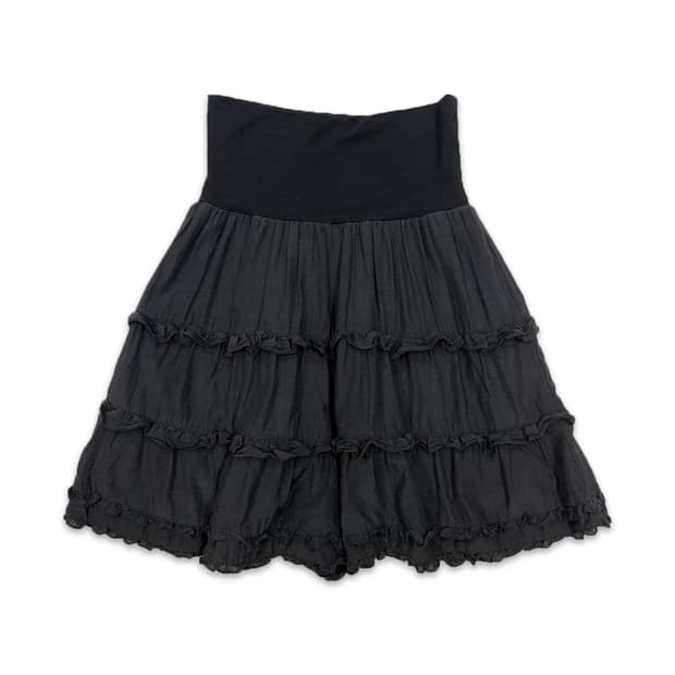 빈티지 블랙 프릴 하프 팬츠