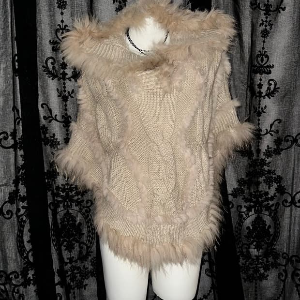 rabbit fur brown cape